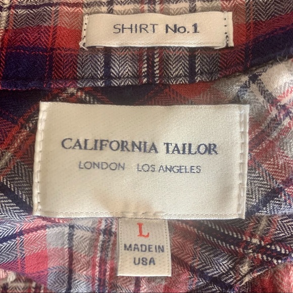 CALIFORNIA TAILOR No. 1 Flannel Button Up Shirt Plaid 100% Cotton Soft Size L - Picture 2 of 13